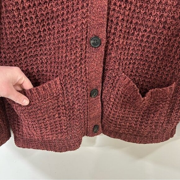American Eagle Outfitters Maroon Burgundy Red Button Down Knit Cardigan Large - Picture 3 of 7